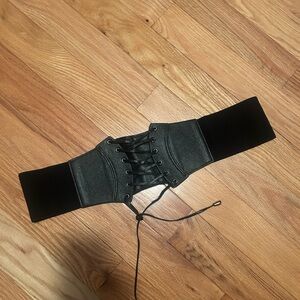 Black Lace-Up Corset Belt XXL